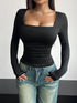 'Delfina' Square Neck T-Shirt - Celes Fashion